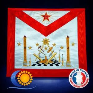 REAA Tablier de Maître Maçon en satin Selon Lune et Soleil Diff