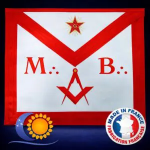 REAA Tablier de maître en satin 32X27 cm etoile, MB, Compas Equerre style Gloton