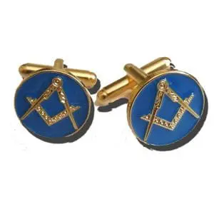 Boutons de manchettes Compas Equerre fonds bleu