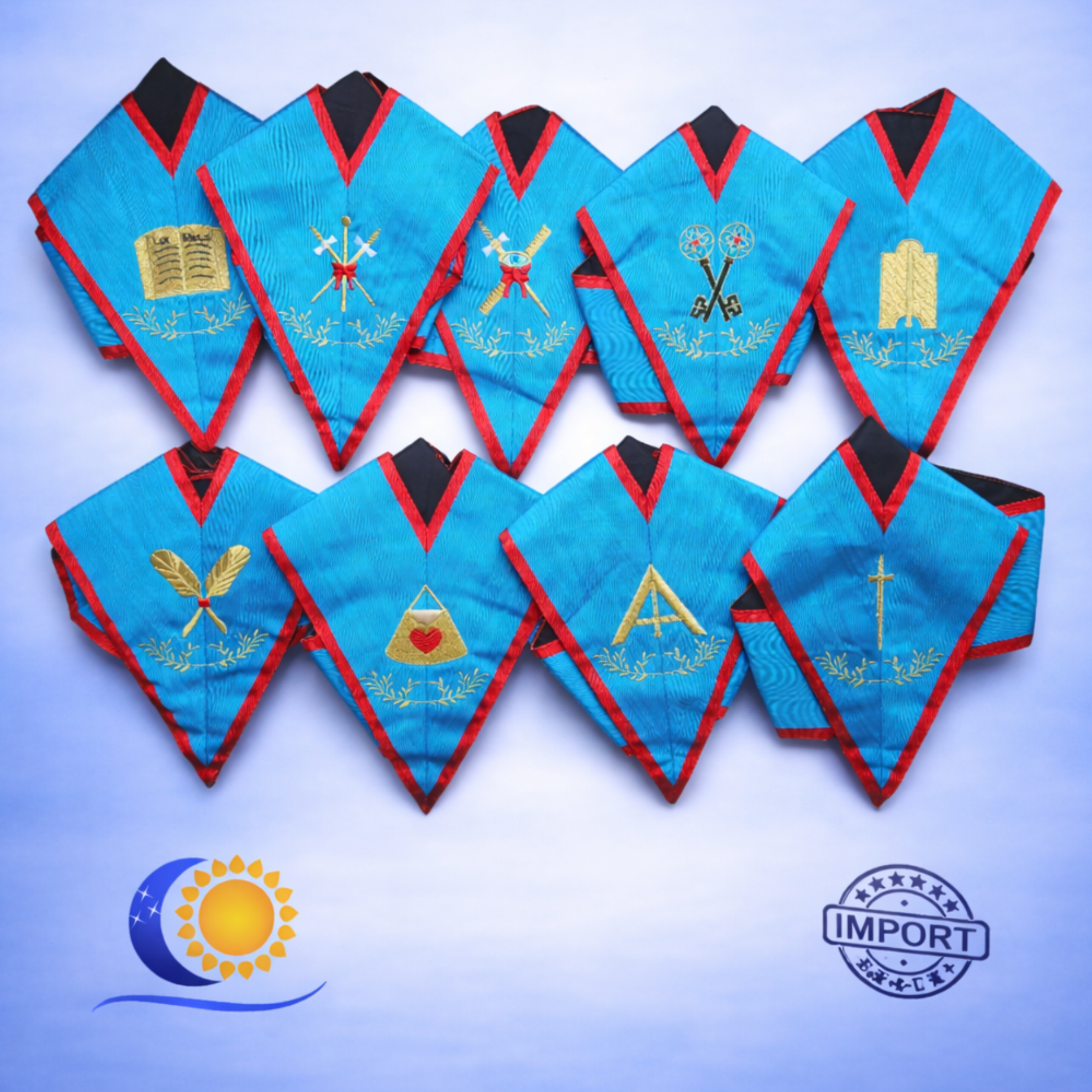 REAA jeu de 9 sautoirs officiers  Import